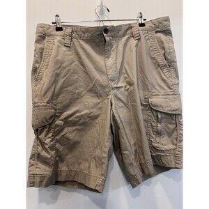 Chaps Cargo Shorts Khaki 100% Cotton Men's Size 38 Utility Y2K Style Zipper